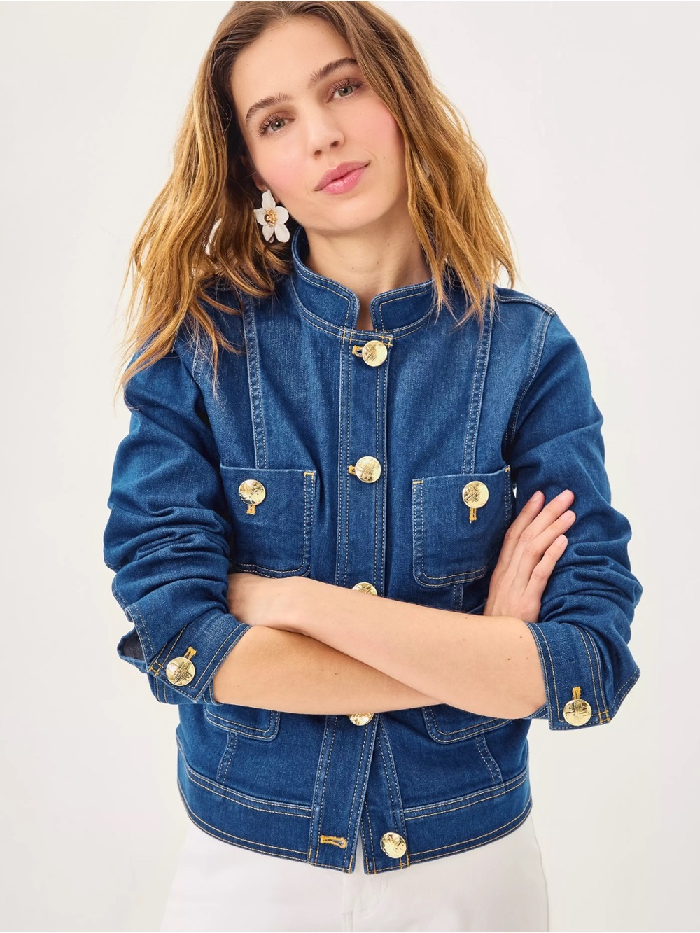 Lilly Pulitzer Shepa denim jacket in medium wash